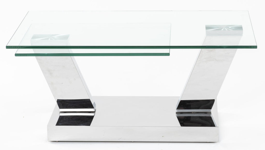 Enzo Clear Glass Chrome Swivel Coffee Table