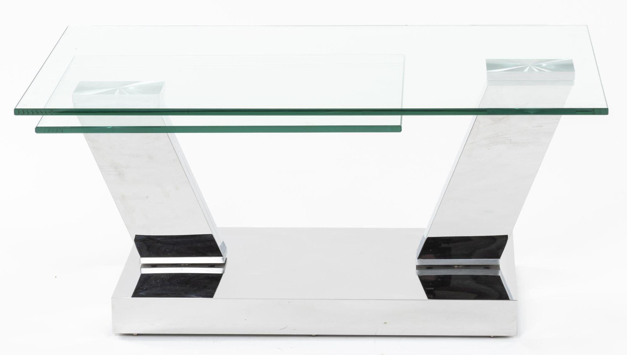 Enzo Clear Glass Chrome Swivel Coffee Table