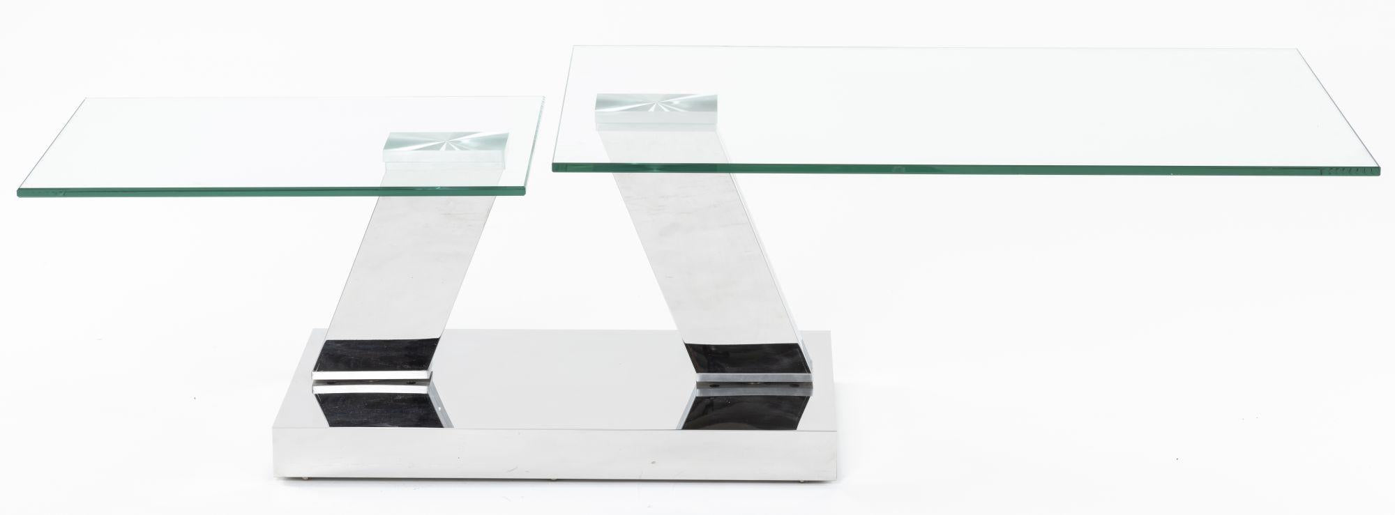 Enzo Clear Glass Chrome Swivel Coffee Table