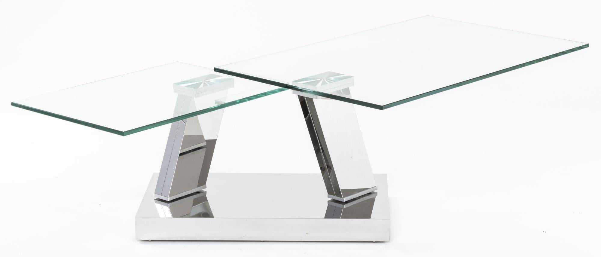 Enzo Clear Glass Chrome Swivel Coffee Table