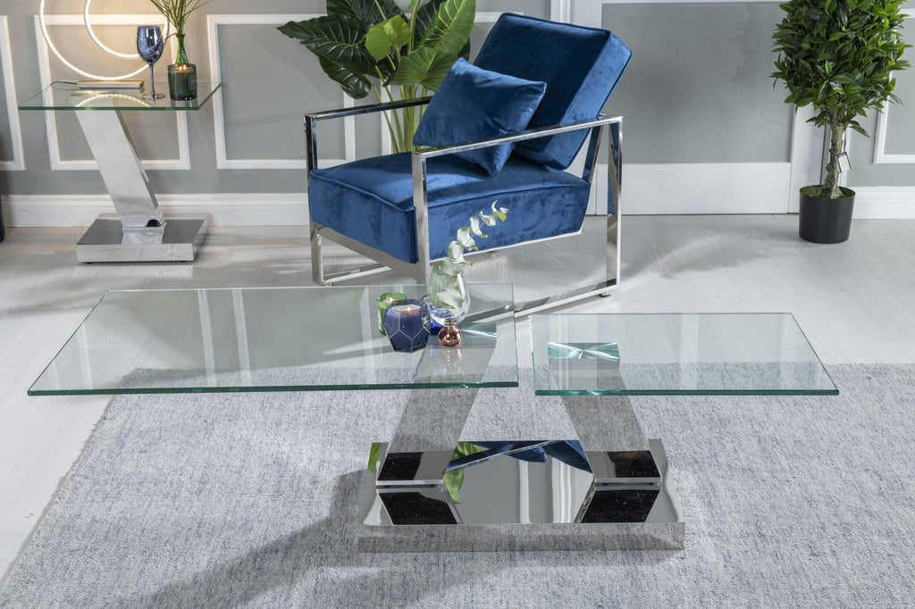 Enzo Clear Glass Chrome Swivel Coffee Table