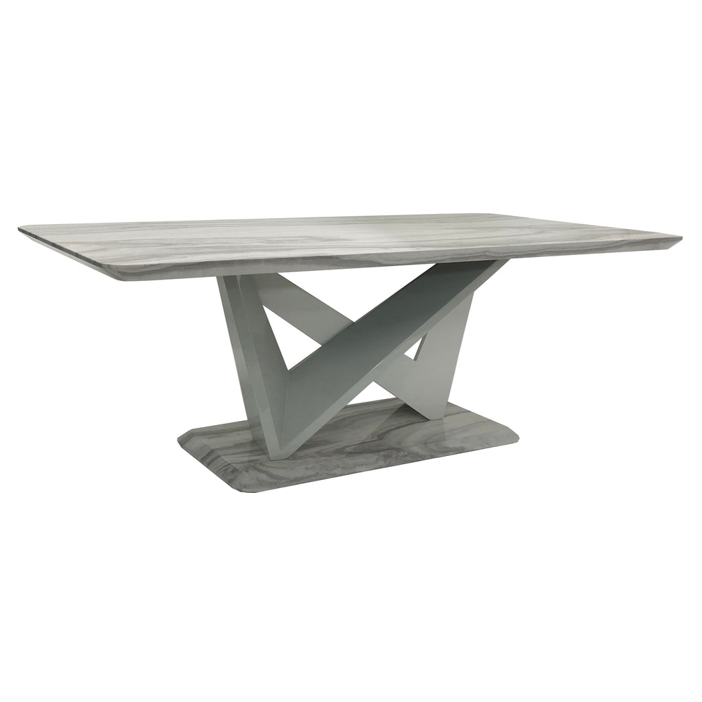 Georgia Grey Marble-Effect Coffee Table with matching X-twist pedestal base - front view