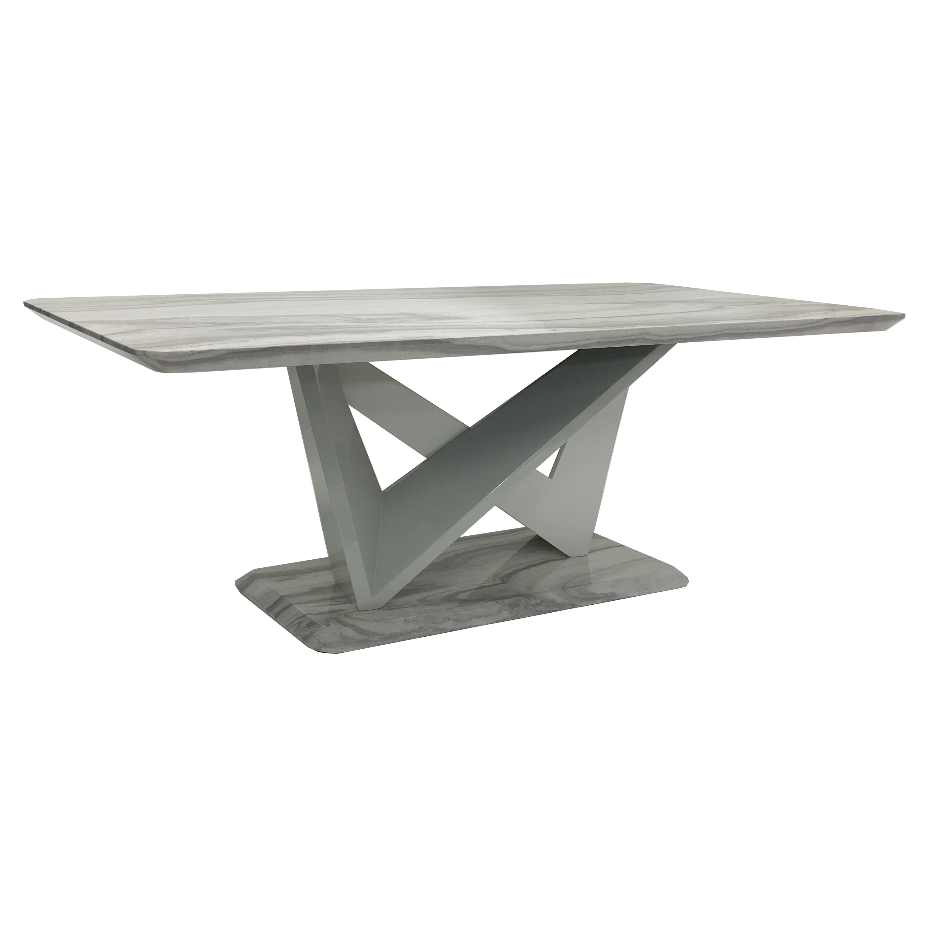 Georgia Grey Marble-Effect Coffee Table with matching X-twist pedestal base - front view