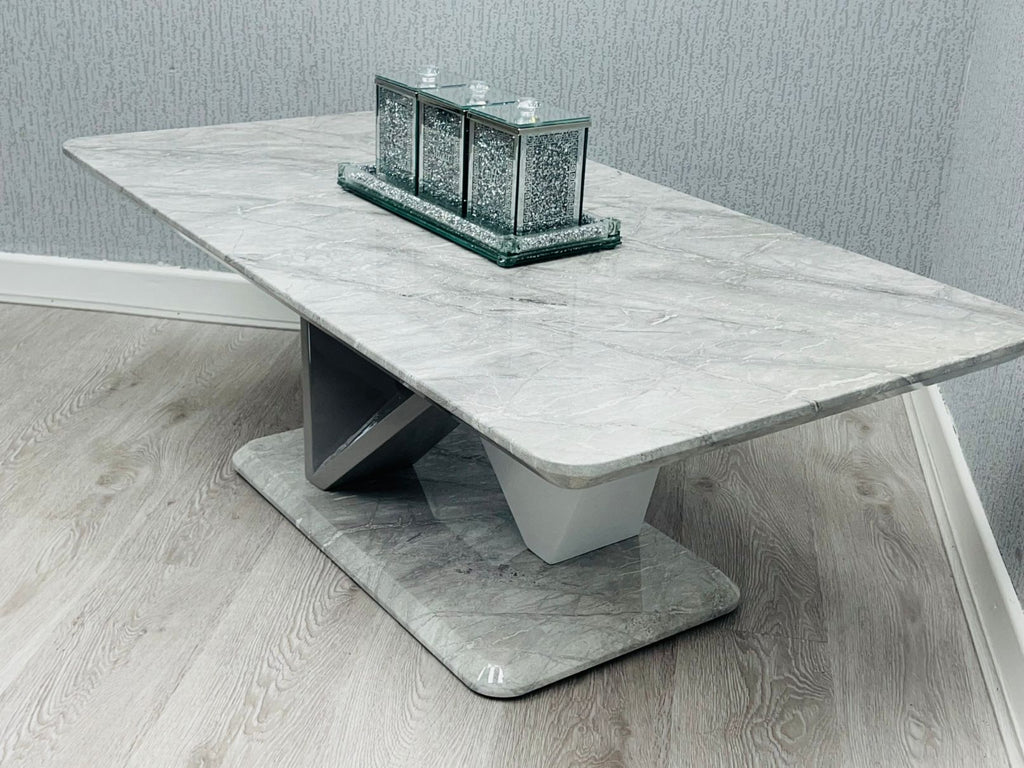 Georgia Grey Marble-Effect Coffee Table - studio shot