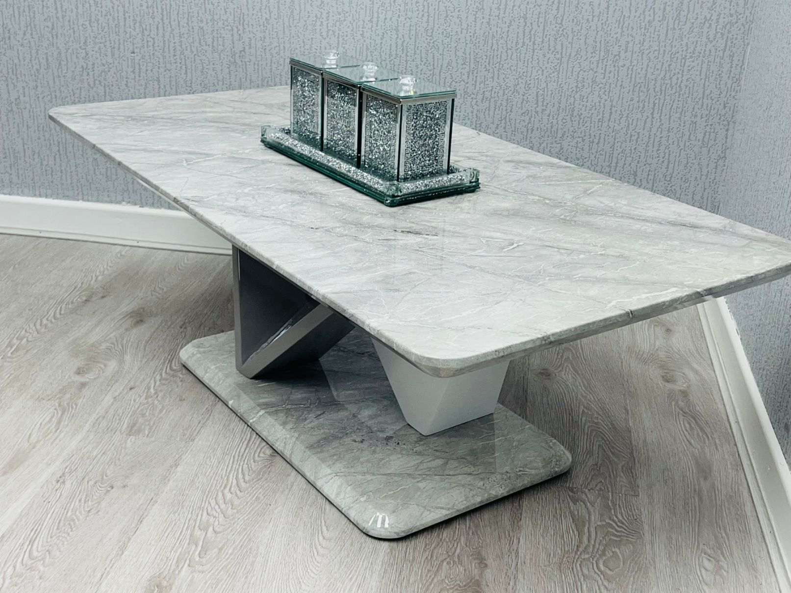 Georgia Grey Marble-Effect Coffee Table - studio shot
