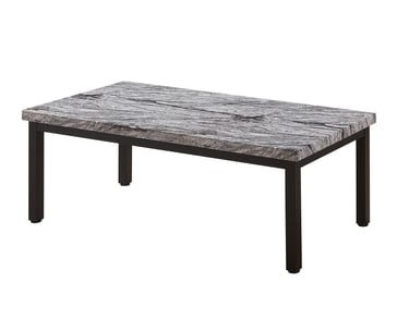 Metro Dark Grey Marble-Effect Coffee Table with black metal legs - lifestyle view