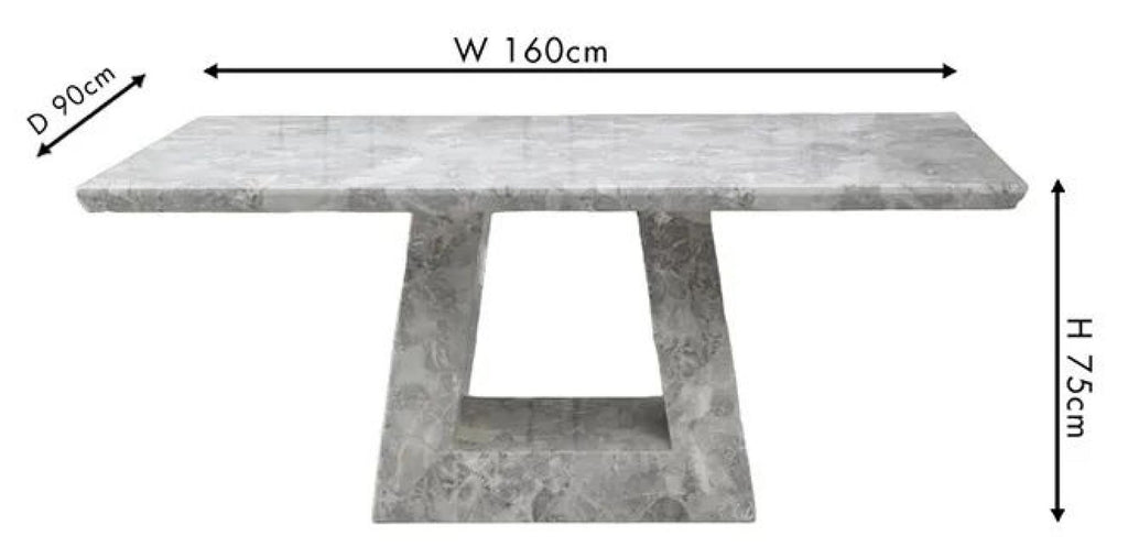 Hugo Grey Engineered Marble Dining Table 160cm