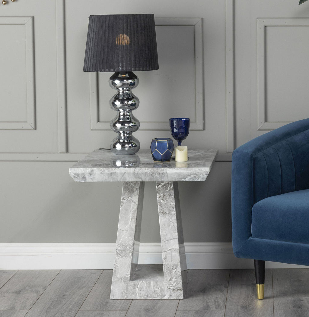 Hugo Grey Engineered Marble End Table