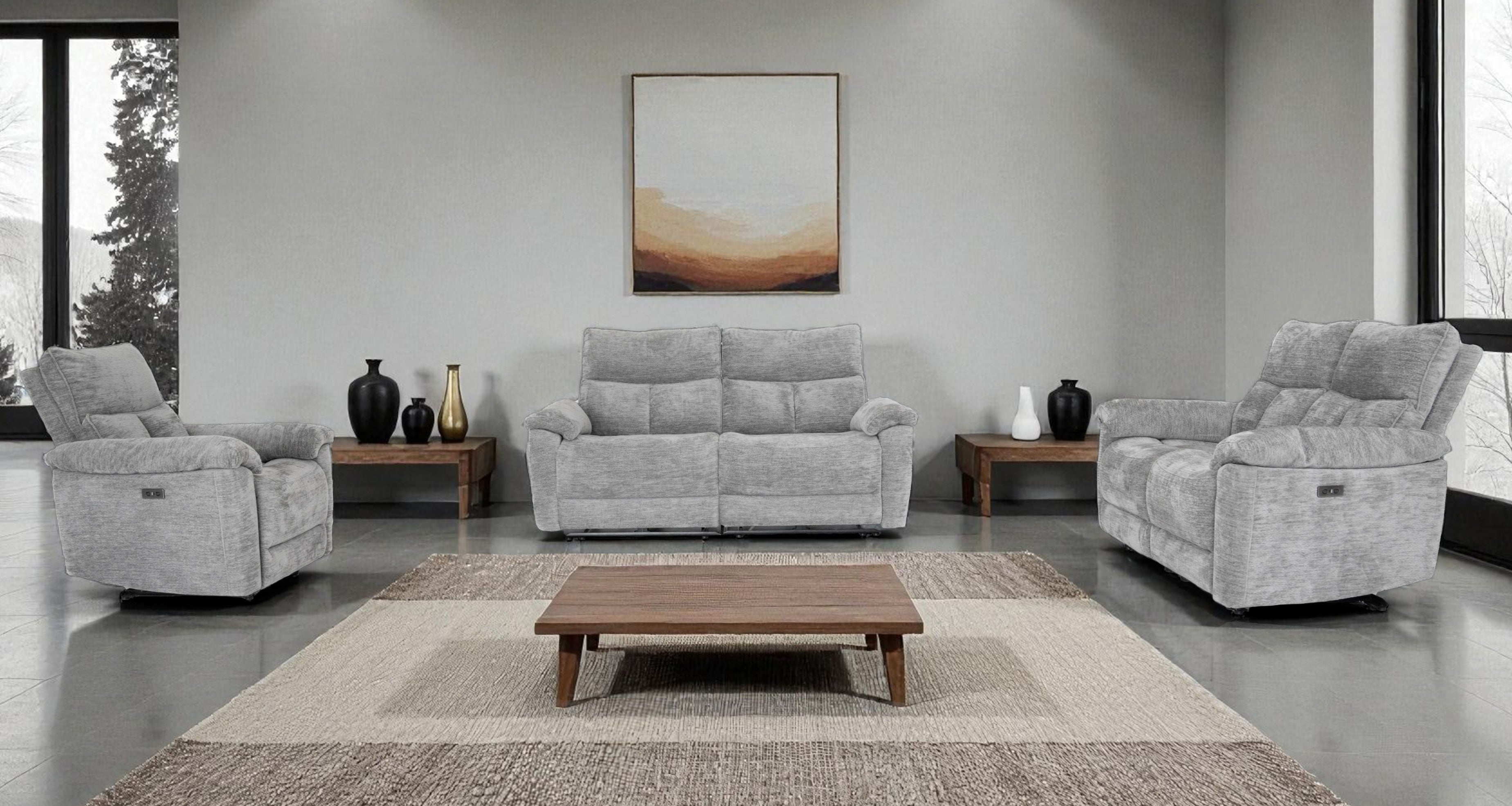 Klint Lucie Dove Fabric Power Recliner Sofa