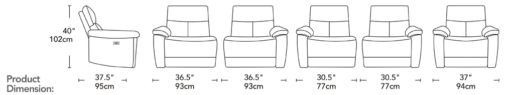 Klint Lucie Dove Fabric Power Recliner Sofa