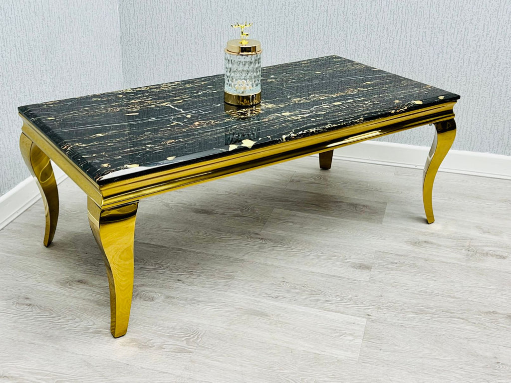 Sofia Black Ceramic Marble-Effect Coffee Table - angled view