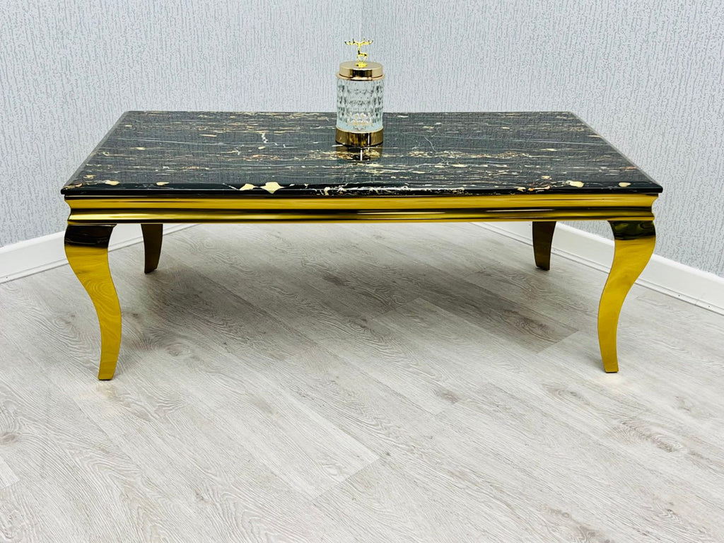 Sofia Black Ceramic Marble-Effect Coffee Table - side view