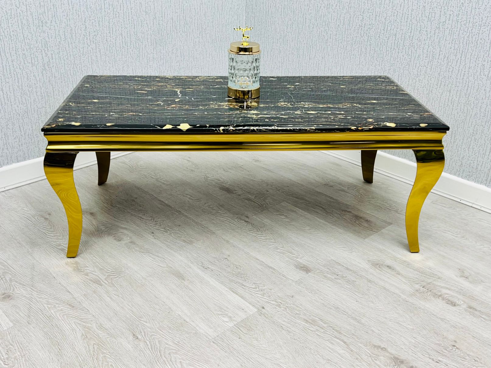 Sofia Black Ceramic Marble-Effect Coffee Table - side view