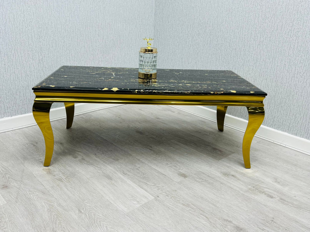 Sofia Black Ceramic Marble-Effect Coffee Table - lifestyle view