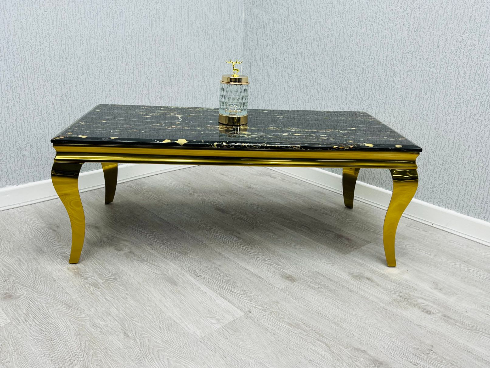 Sofia Black Ceramic Marble-Effect Coffee Table - lifestyle view