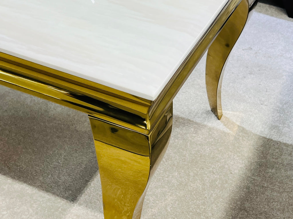 Sofia Cream Ceramic Marble-Effect Coffee Table - angled view
