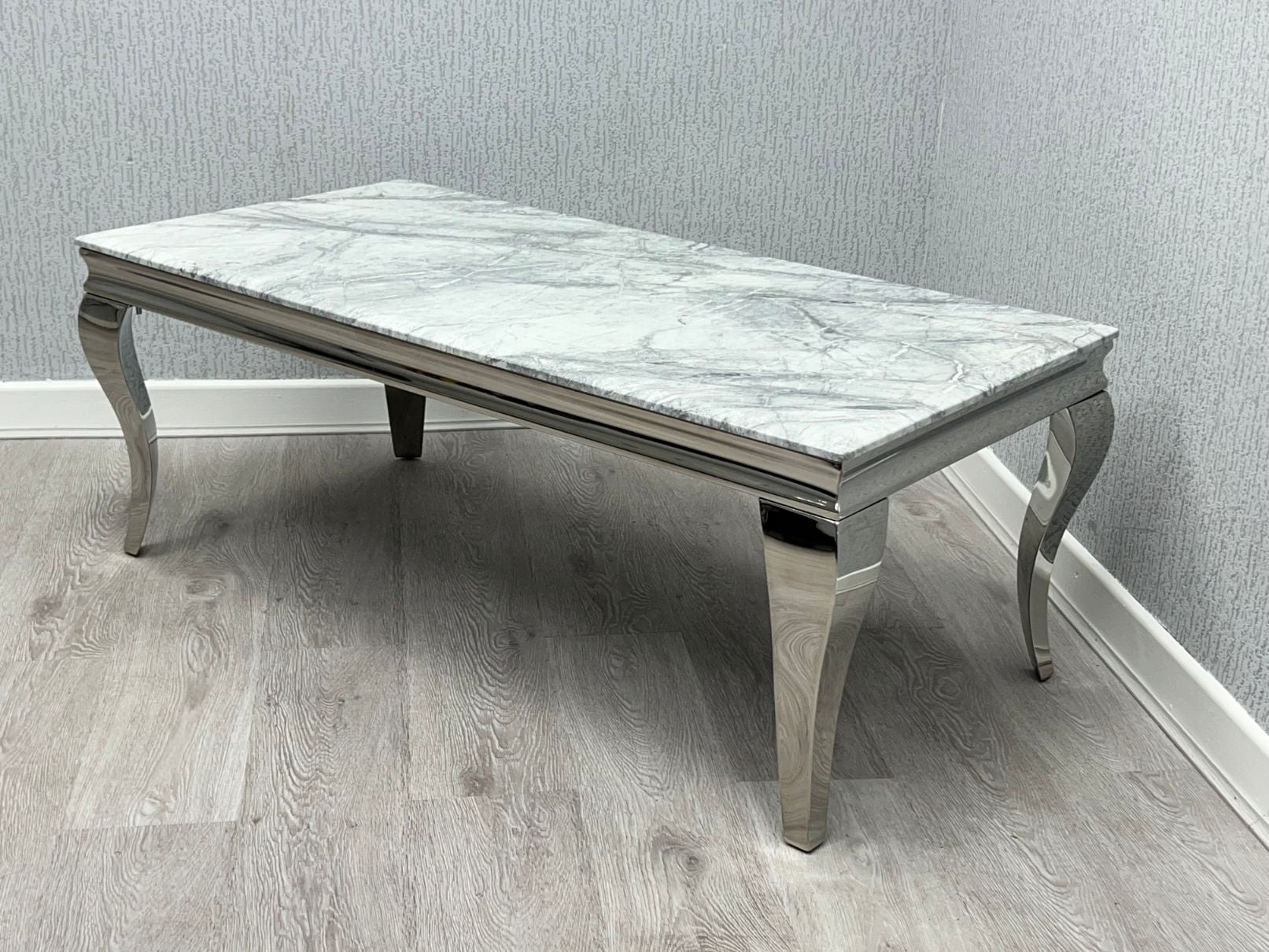 Sofia Grey Ceramic Marble-Effect Coffee Table - side view