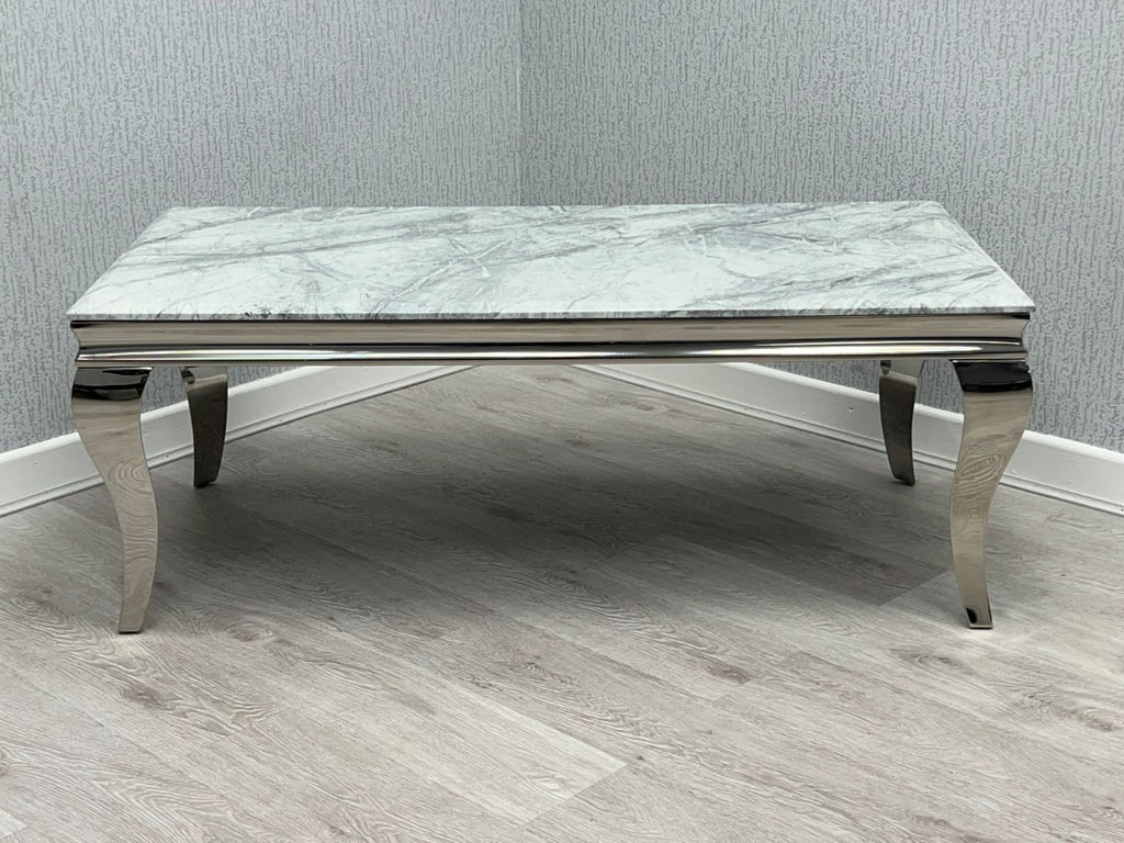 Sofia Grey Ceramic Marble-Effect Coffee Table - top detail