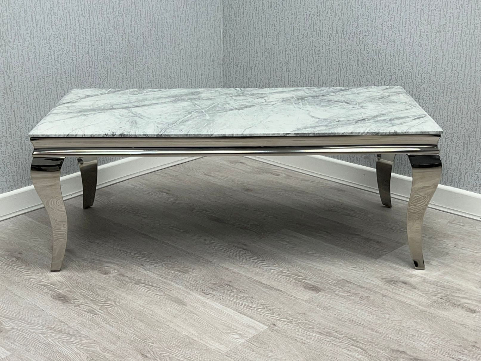 Sofia Grey Ceramic Marble-Effect Coffee Table - top detail