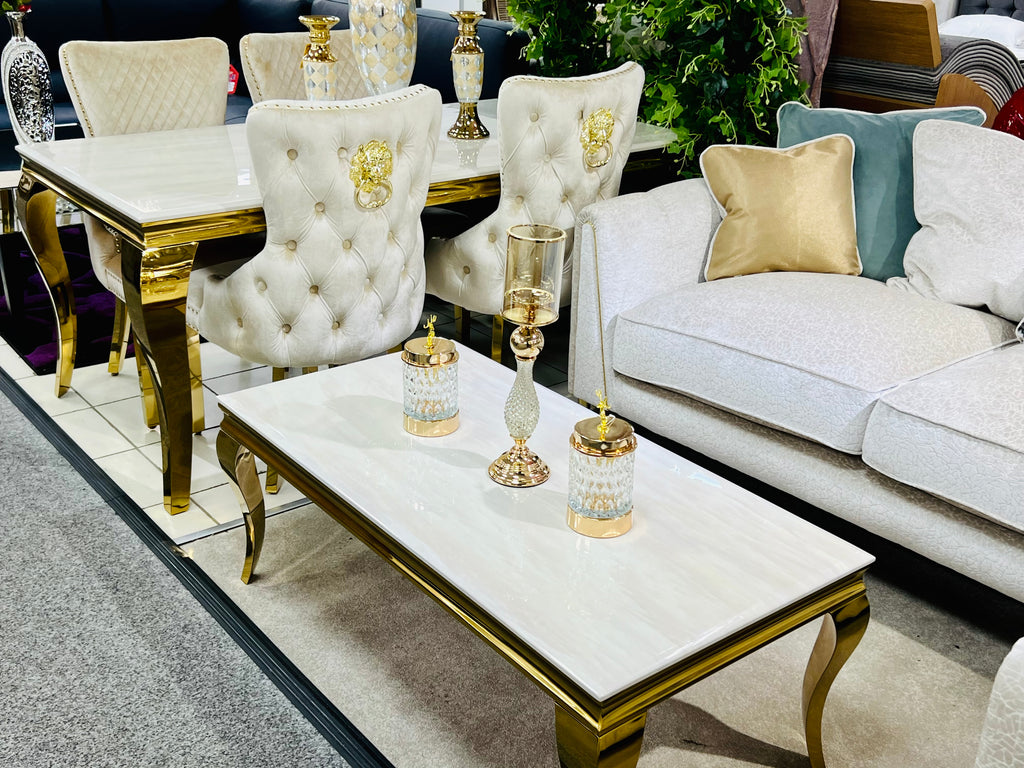 Sofia Cream Ceramic Marble-Effect Coffee Table - side view