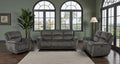 Majestik Mosaic Grey Plush Velvet Power Recliner Sofa