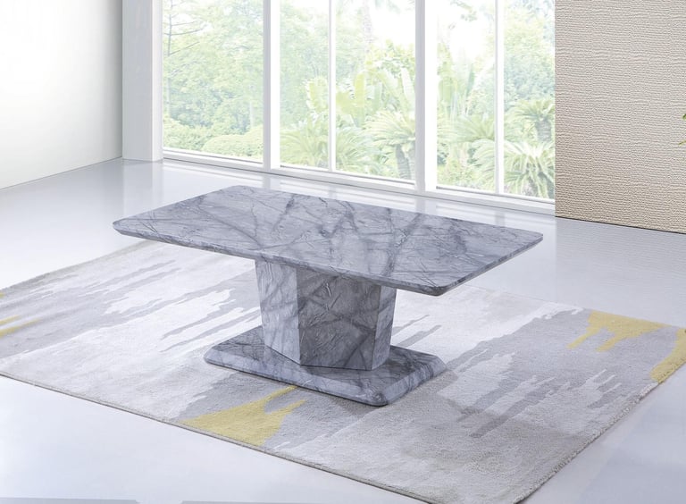 Napoli Light Grey Marble-Effect Coffee Table with matching pedestal base