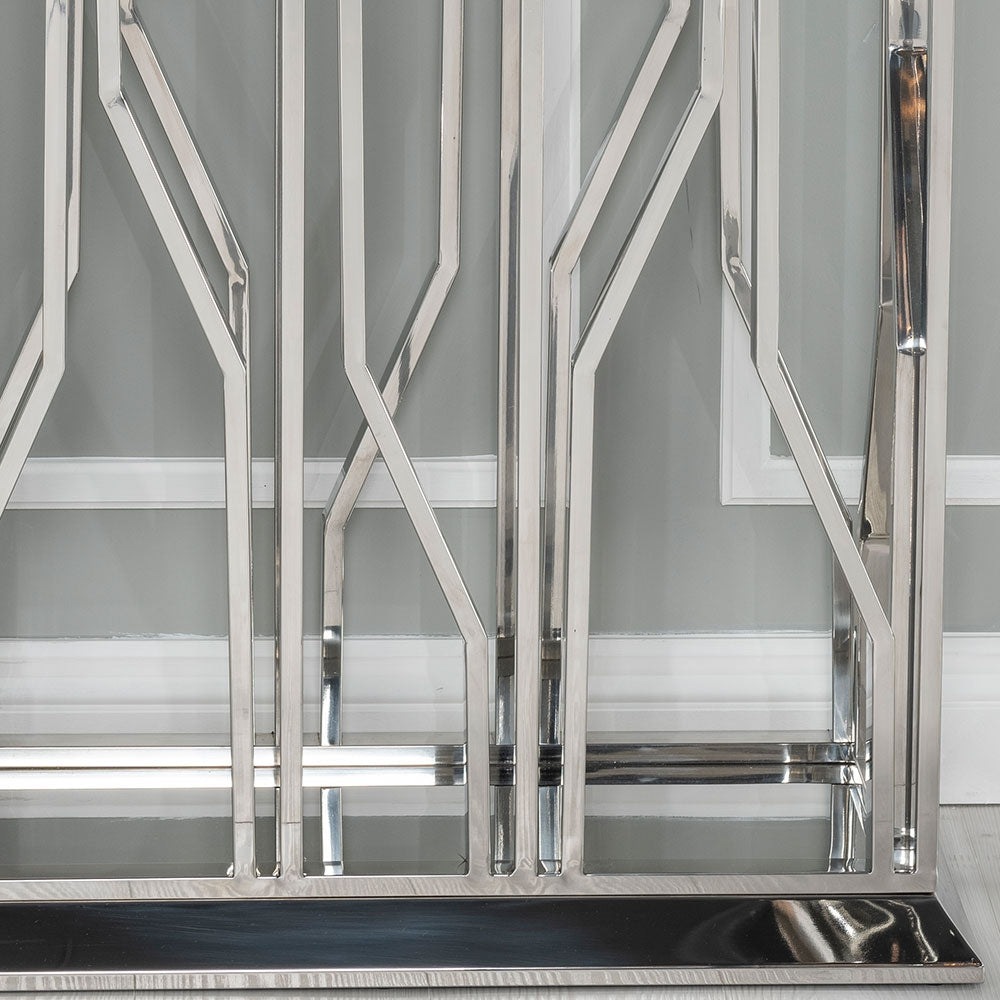 Mercury Grey Chrome Marble Effect Console Table