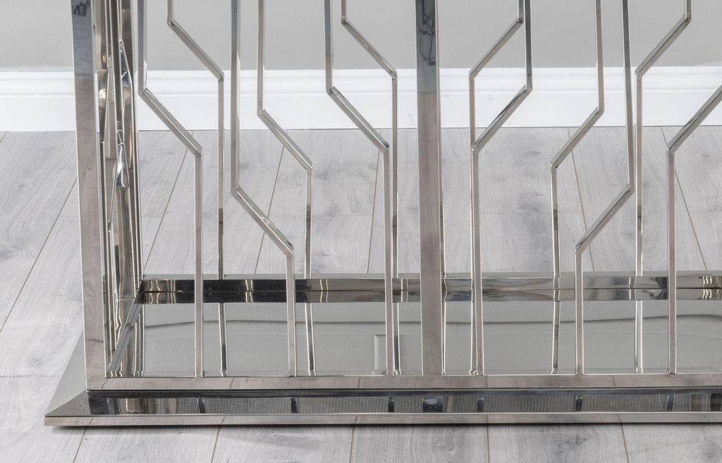 Mercury Grey Chrome Engineered Marble Dining Table 220cm