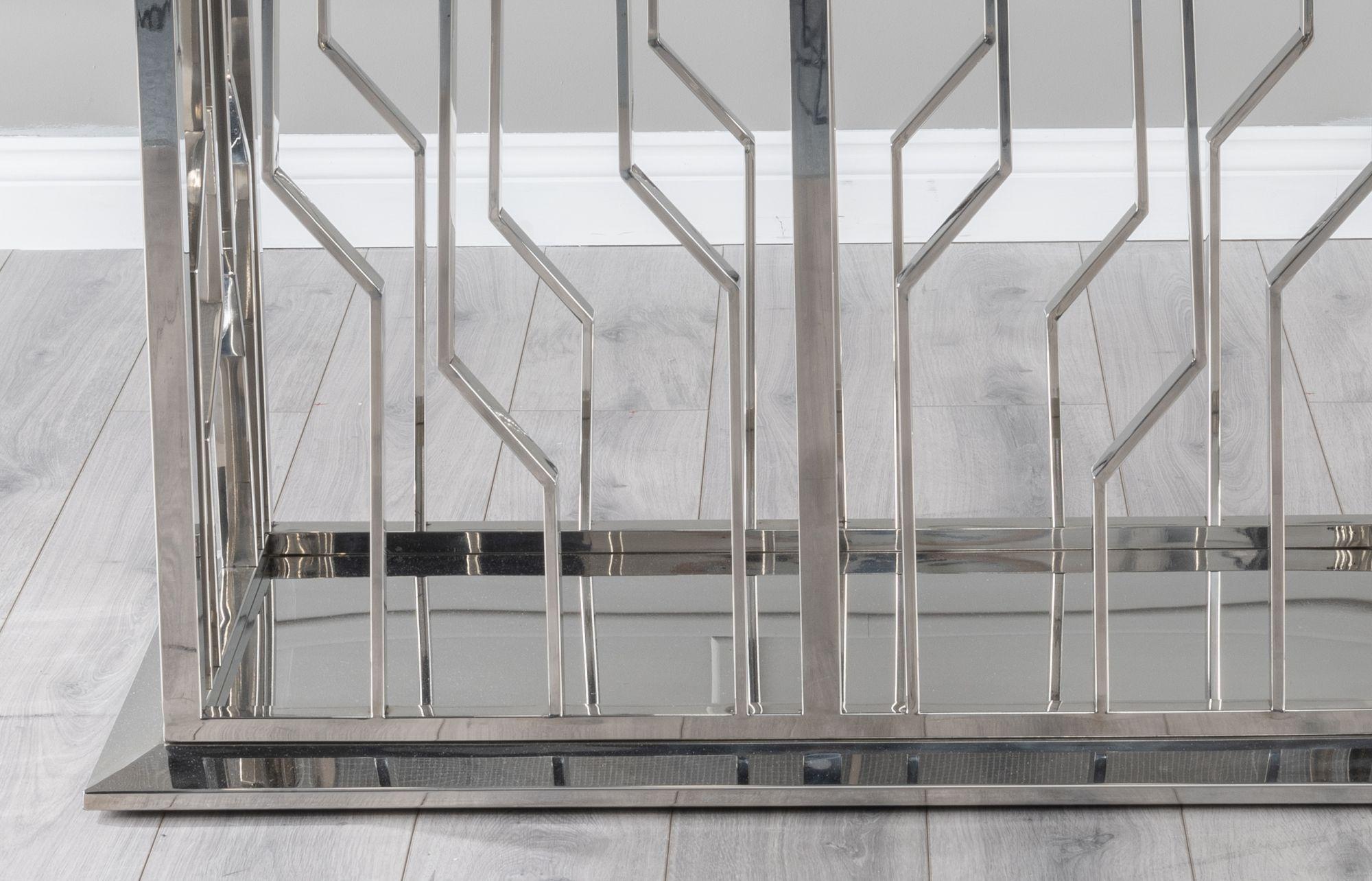 Mercury Grey Chrome Engineered Marble Dining Table 220cm