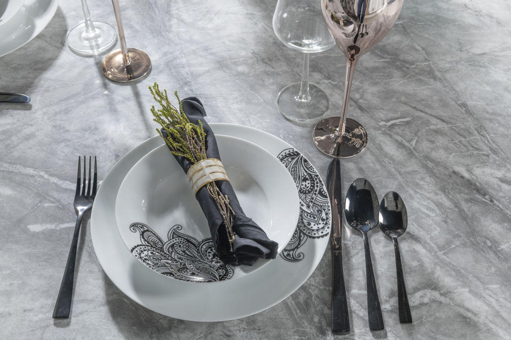 Mercury Grey Chrome Engineered Marble Dining Table 220cm