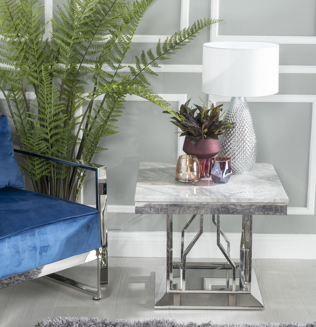 Mercury Grey Chrome End Table