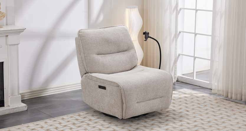Meteor Beige Fabric Swivel Glider Power Recliner Chair