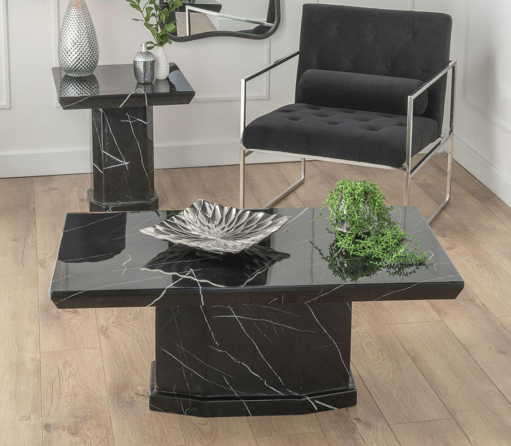 Nebula Black Engineered Marble Coffee Table