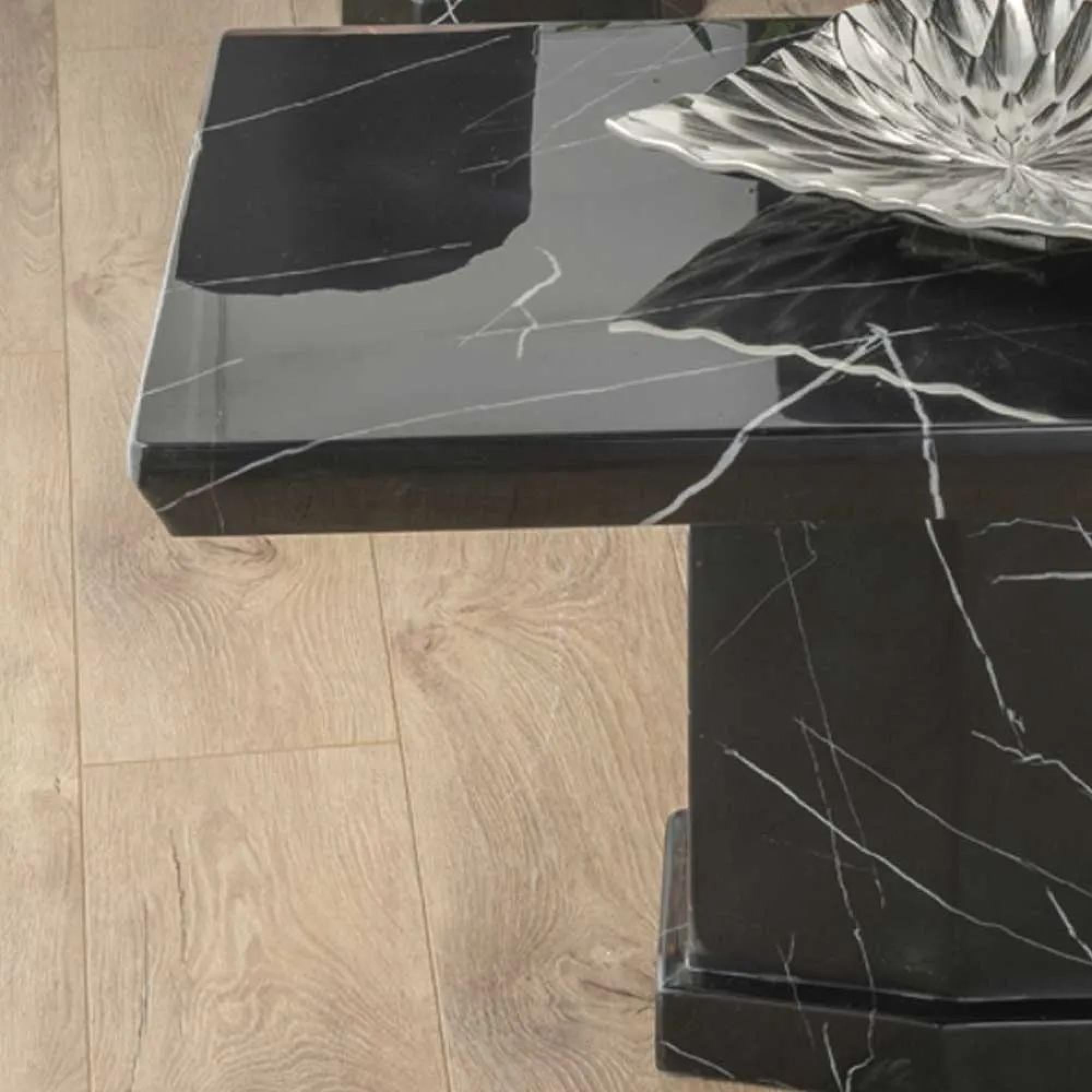 Nebula Black Engineered Marble Coffee Table