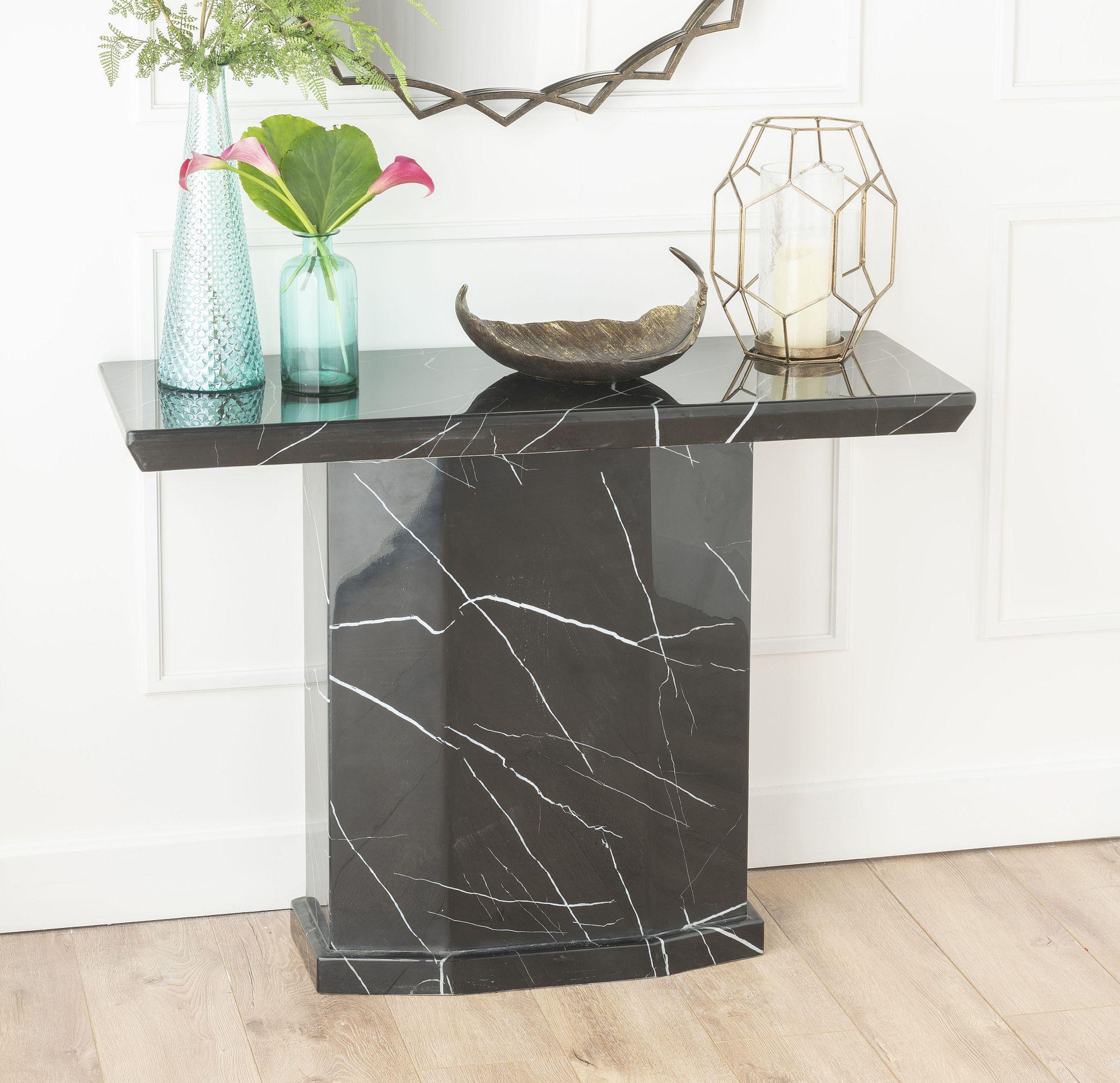 Nebula Black Engineered Marble Console Table