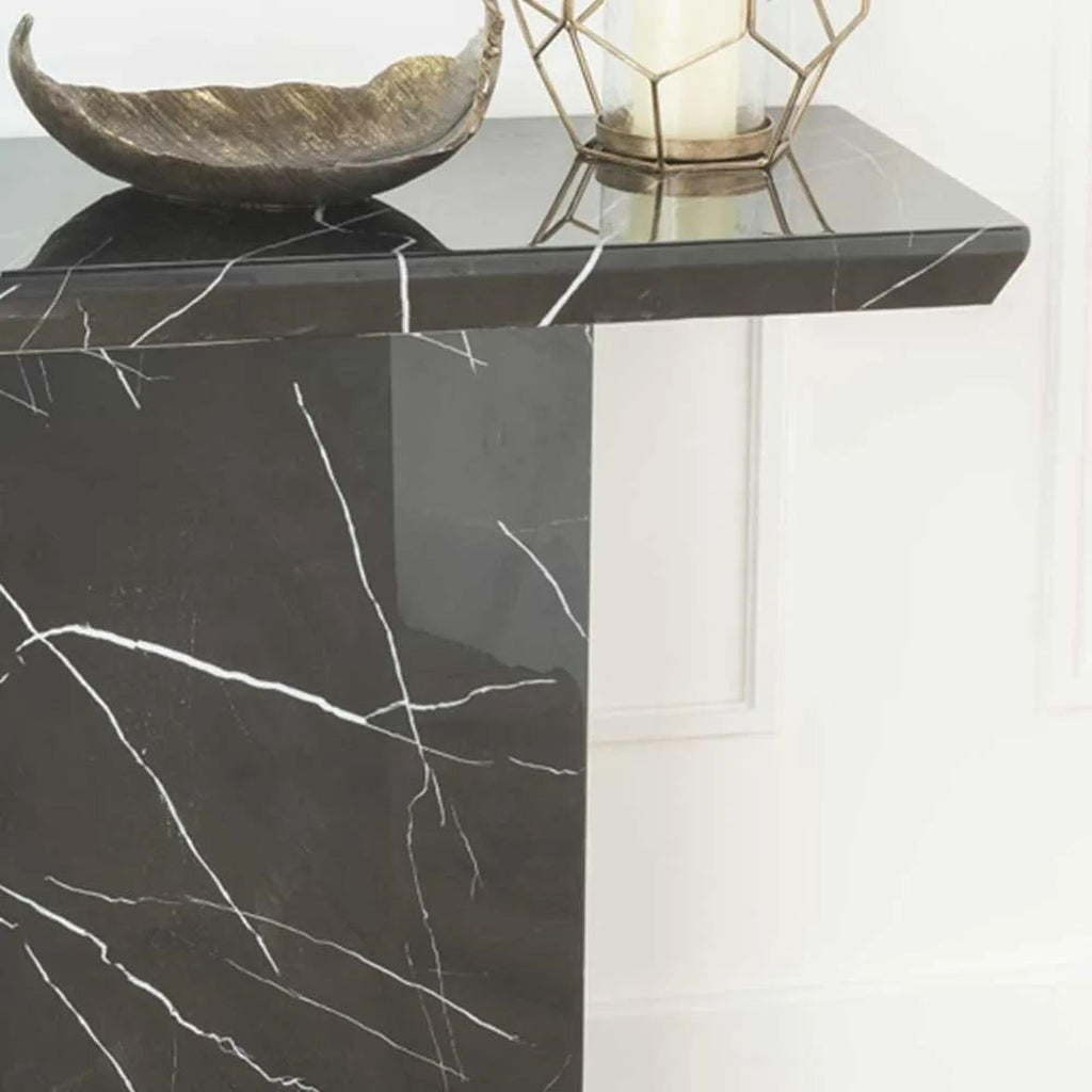 Nebula Black Engineered Marble Console Table