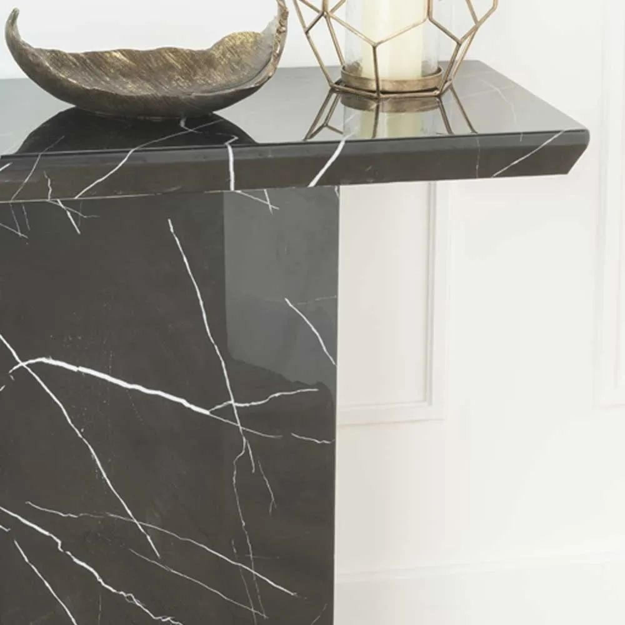 Nebula Black Engineered Marble Console Table