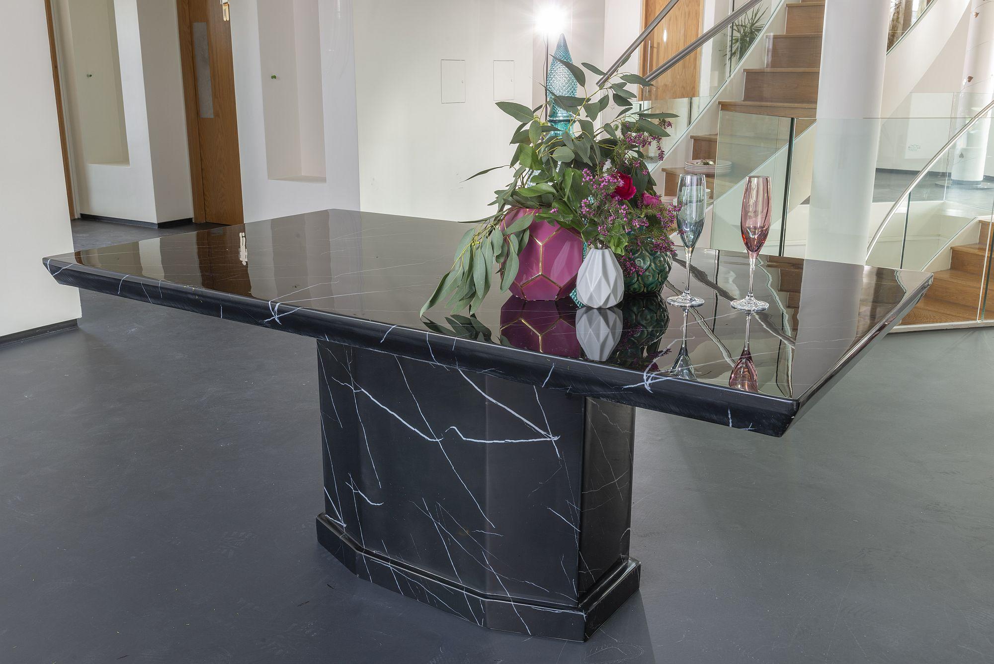 Nebula Black Engineered Marble Dining Table 160cm