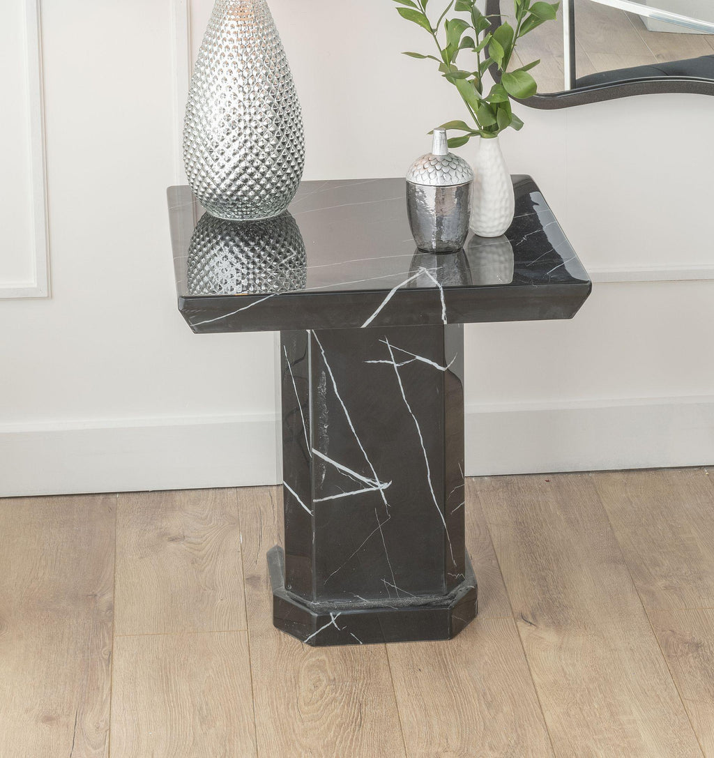 Nebula Black Engineered Marble End Table