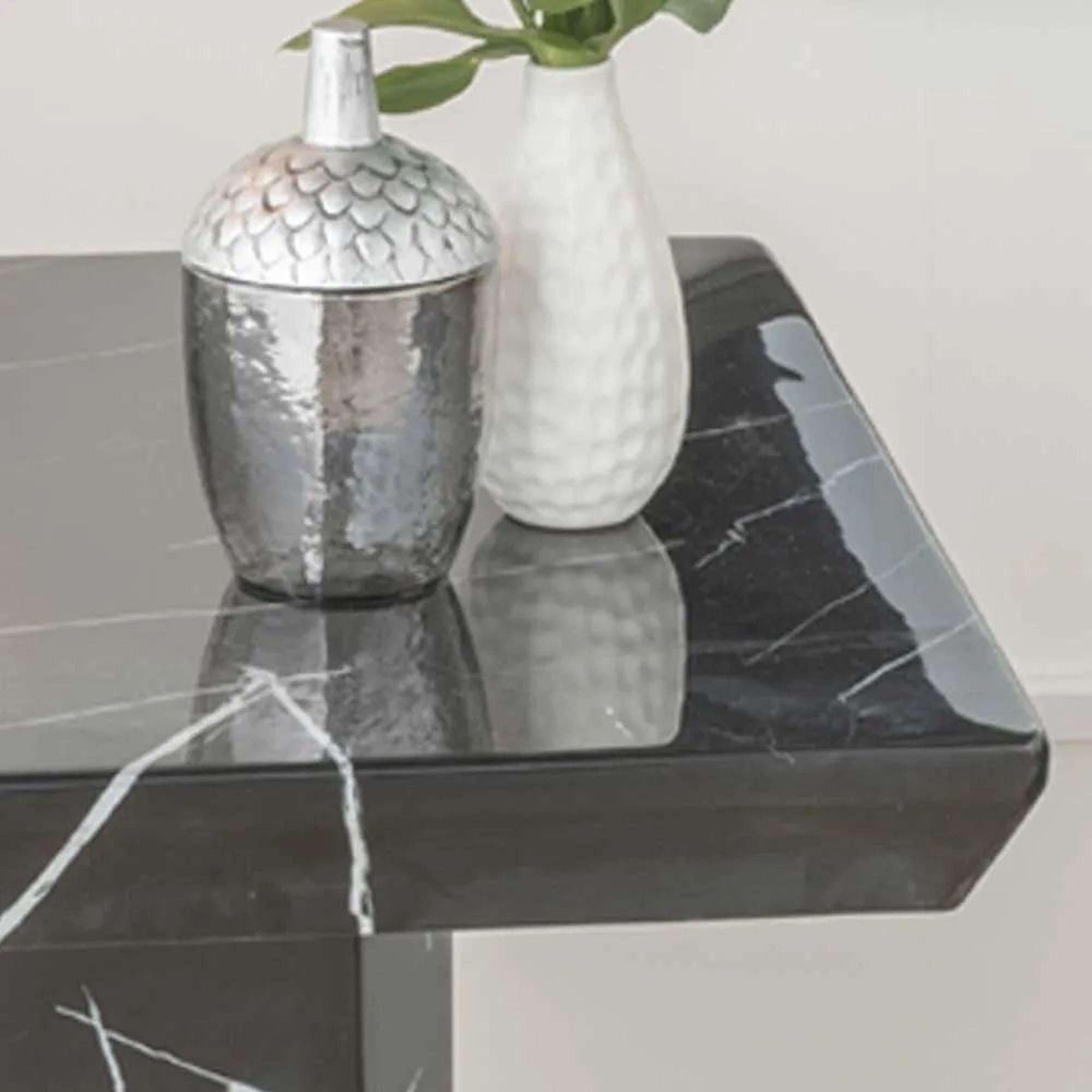 Nebula Black Engineered Marble End Table