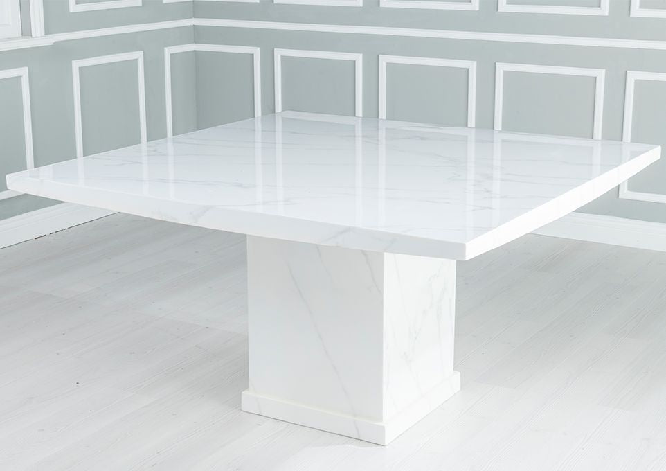 Olympia White Engineered Marble Square Coffee Table