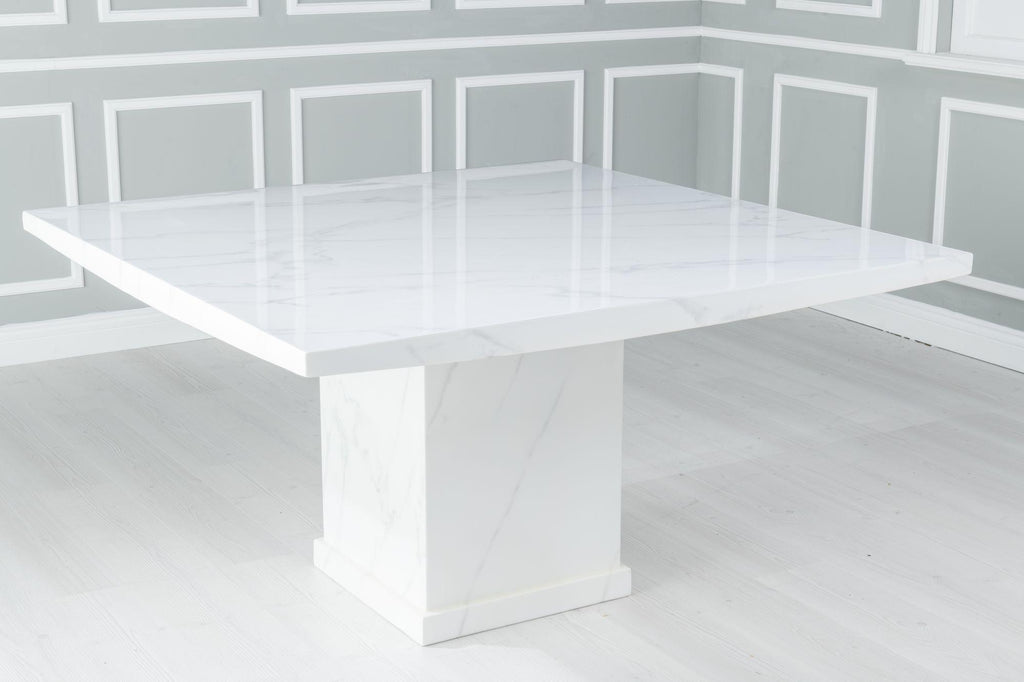 Olympia White Engineered Marble Square Coffee Table