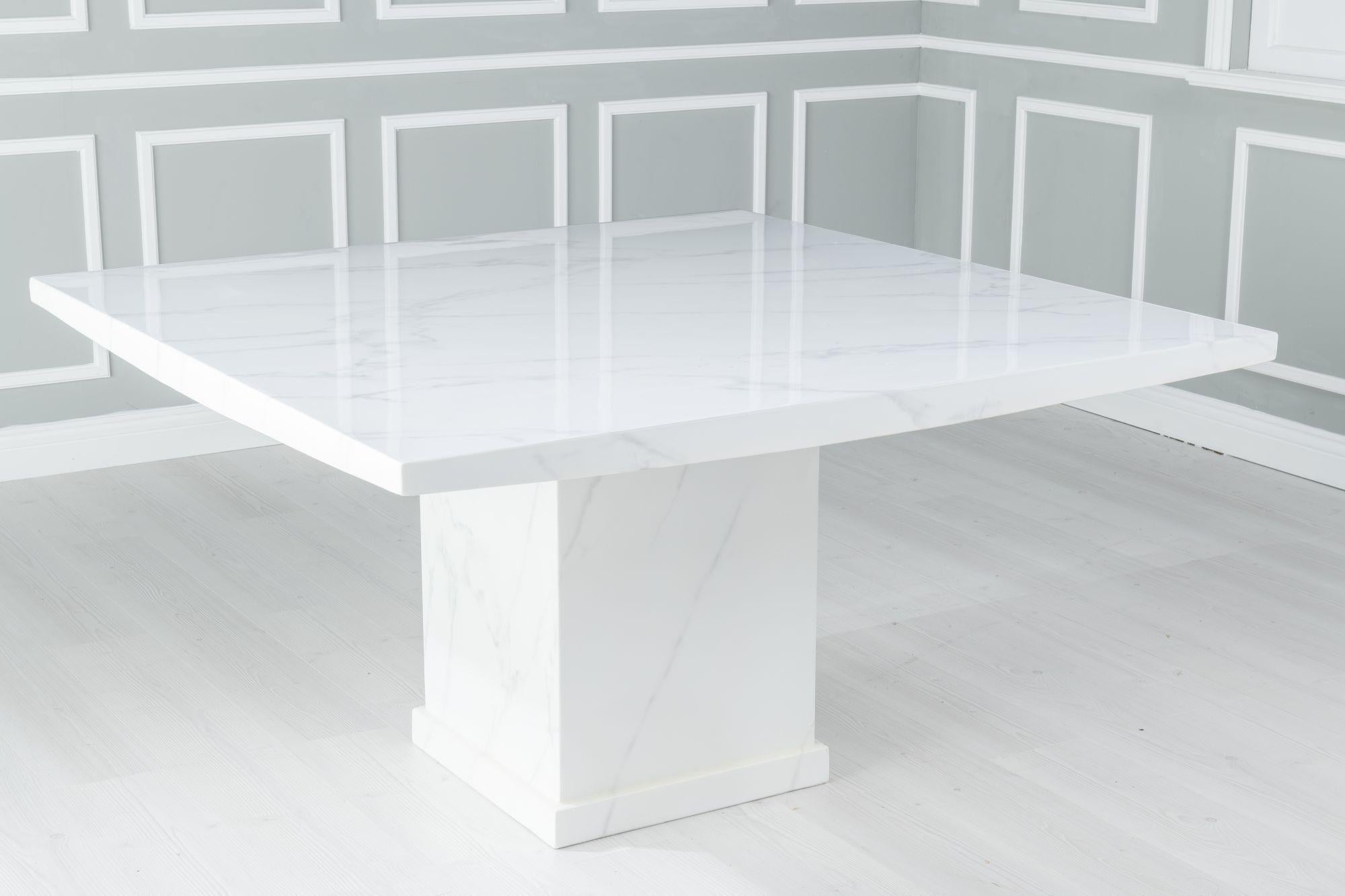 Olympia White Engineered Marble Square Coffee Table