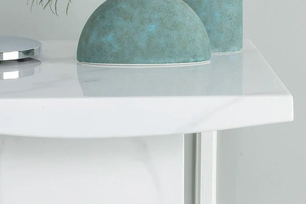 Olympia White Engineered Marble Square End Table