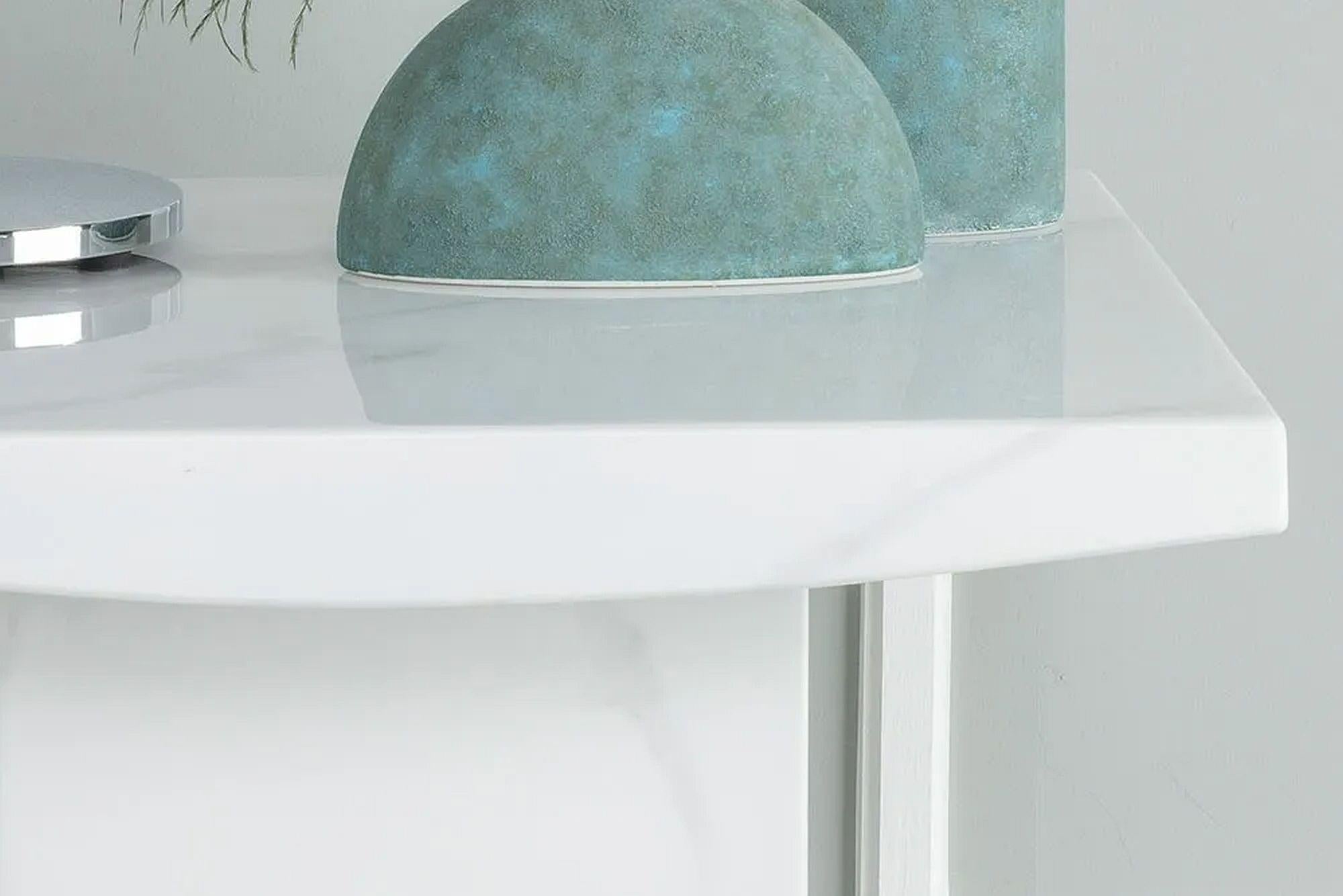 Olympia White Engineered Marble Square End Table