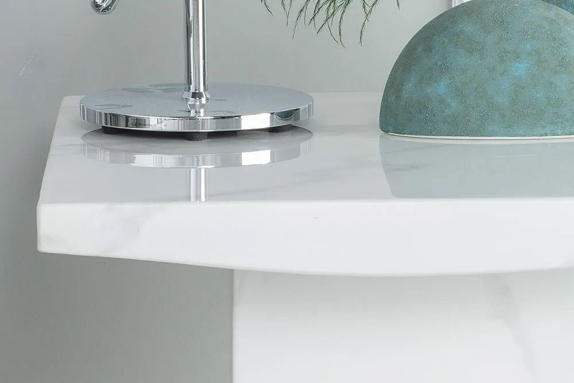 Olympia White Engineered Marble Square End Table
