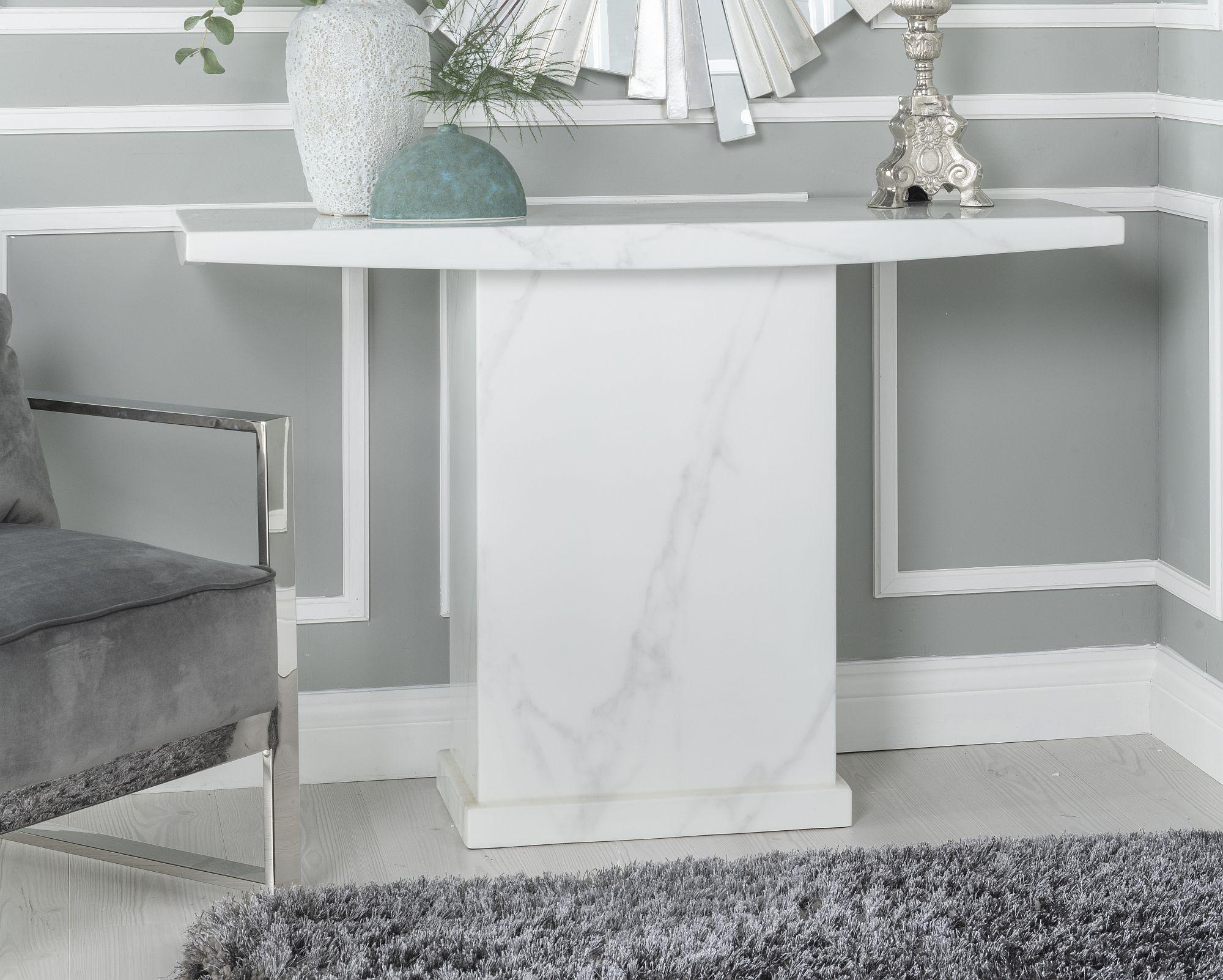 Olympia White Chrome Engineered Marble Console Table