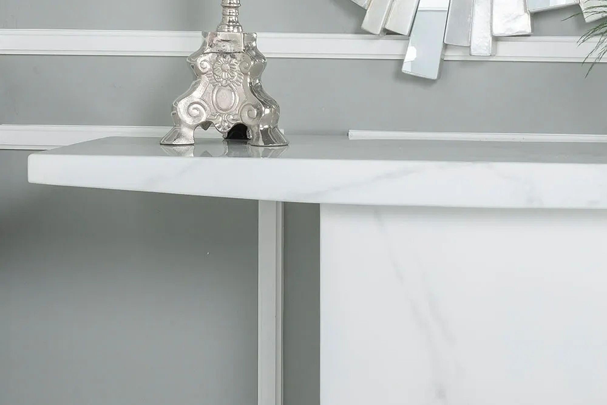 Olympia White Chrome Engineered Marble Console Table