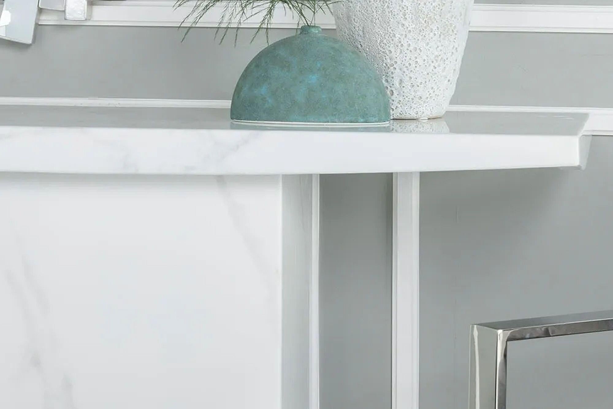 Olympia White Chrome Engineered Marble Console Table