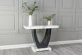 Omega White Black High Gloss Engineered Marble Console Table